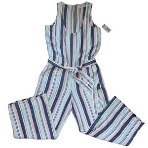 Cloth and Sone Sleeveless Striped Cropped Jumpsuit, NWT, Size XS